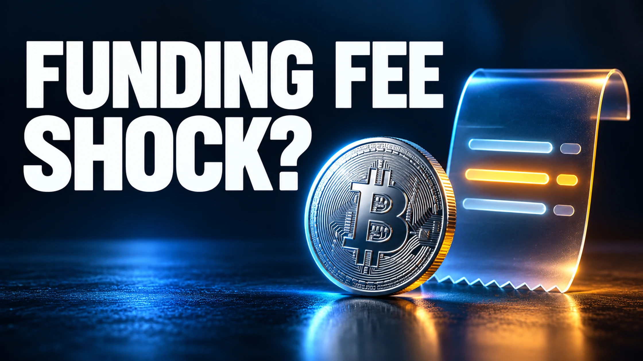 Funding fee shock? A silver crypto coin beside an illuminated receipt.