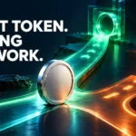 A silver token at branching green and orange transfer routes, captioned Right Token. Wrong Network.