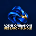 Wide navy banner with a blue and gold folded loop and the full title Agent Operations Research Bundle.
