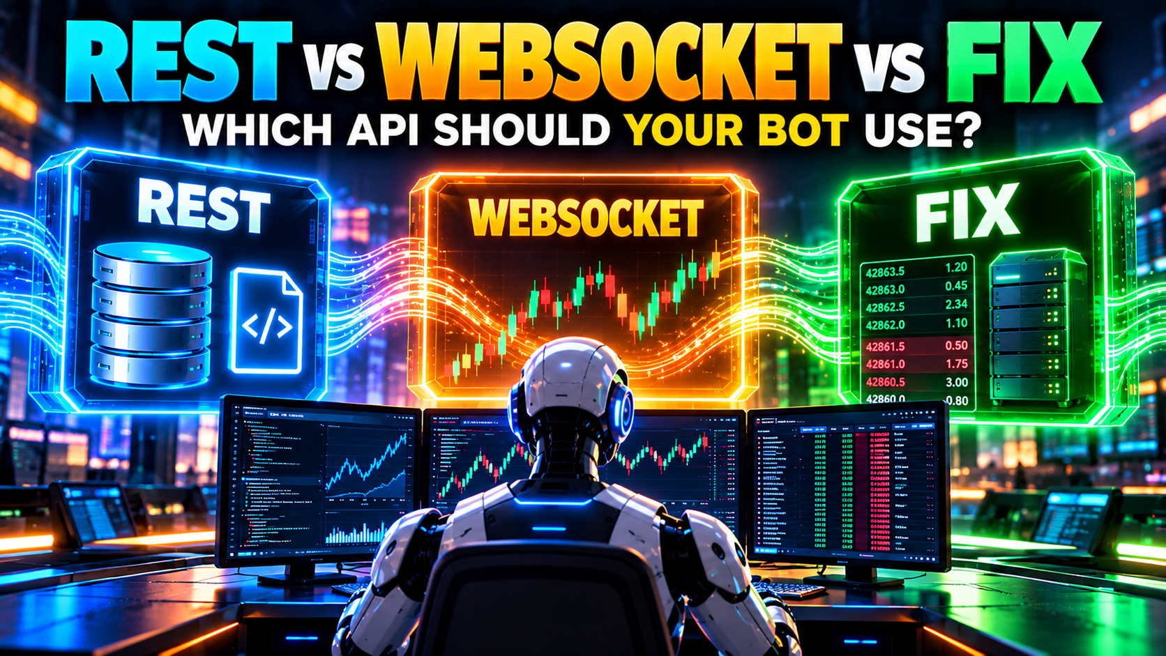 REST vs WebSocket vs FIX crypto trading API comparison for trading bots