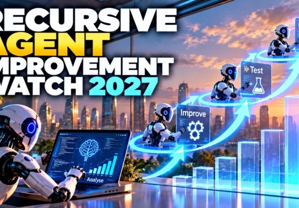 Recursive Agent Improvement Watch 2027 showing AI agents iteratively improving, testing and deploying changes