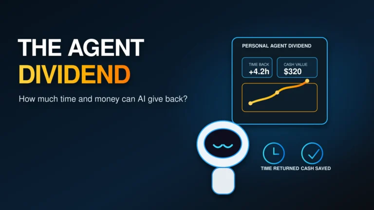 The Agent Dividend showing household time returned, cash savings and AI agent value